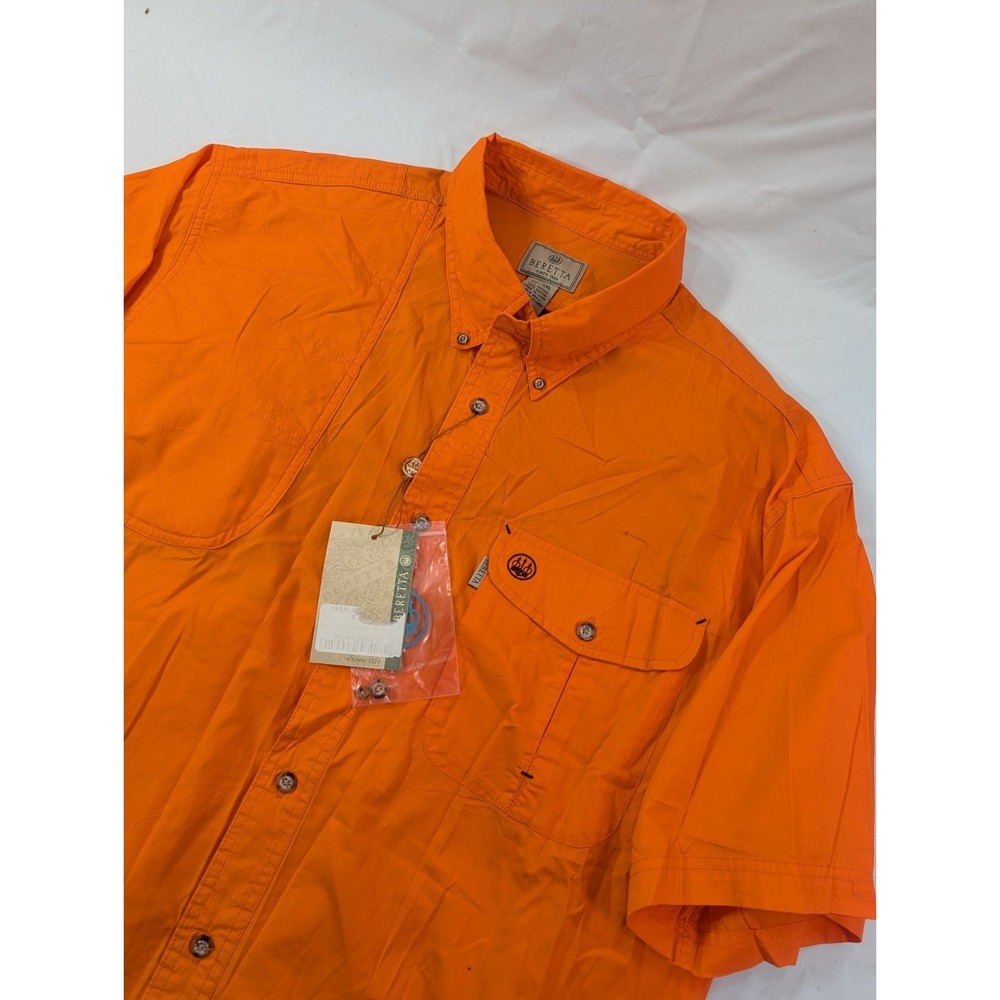 New Beretta‎ Shooting Shirt Red Short Sleeve Men's Size 2XL Hi Viz Padded